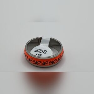 Stainless Steel Stylish Orange and Silver Men's Ring Band Size 20 U.S Size 10